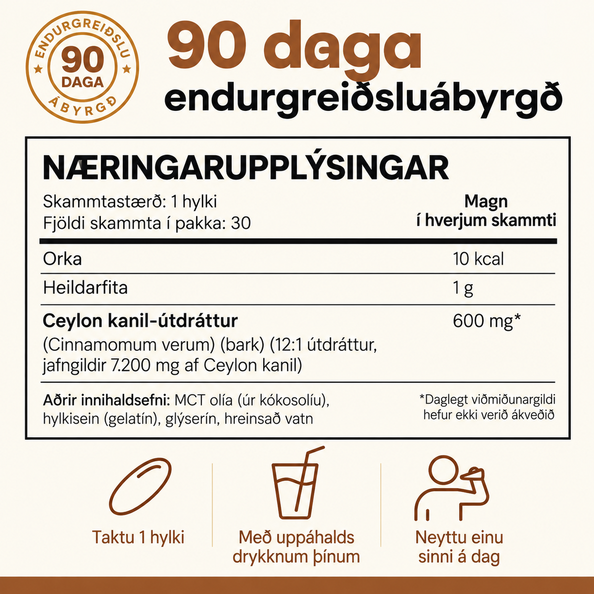 Næringarupplýsingar – Jafna Ceylon-kanill