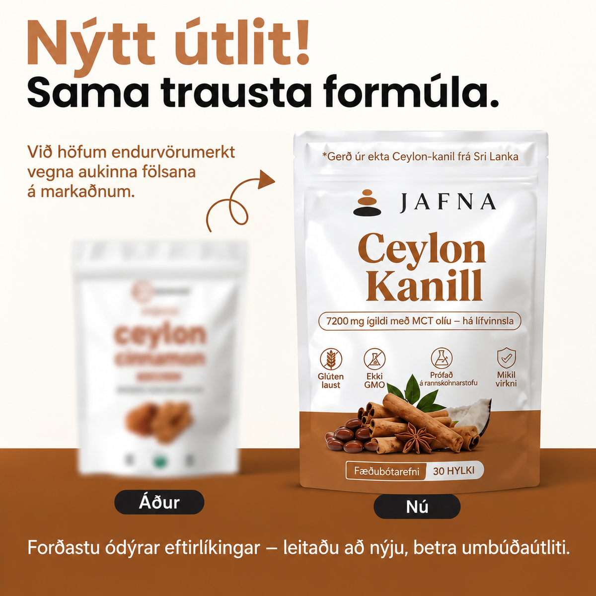 Áður og nú – endurhönnun Jafna Ceylon-kanils